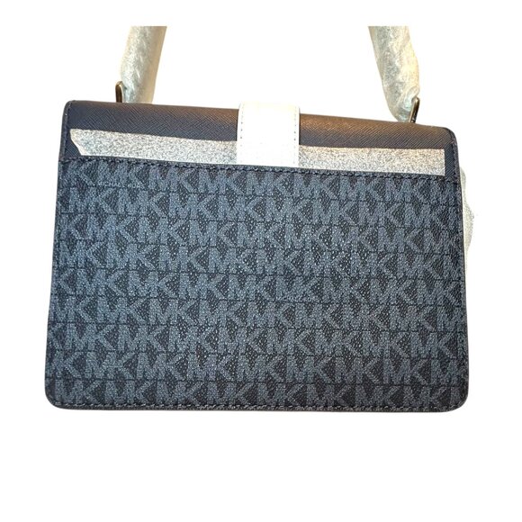 Michael Kors Greenwich Small Color-Block Signature Logo Crossbody Bag in a Navy - Picture 8 of 10